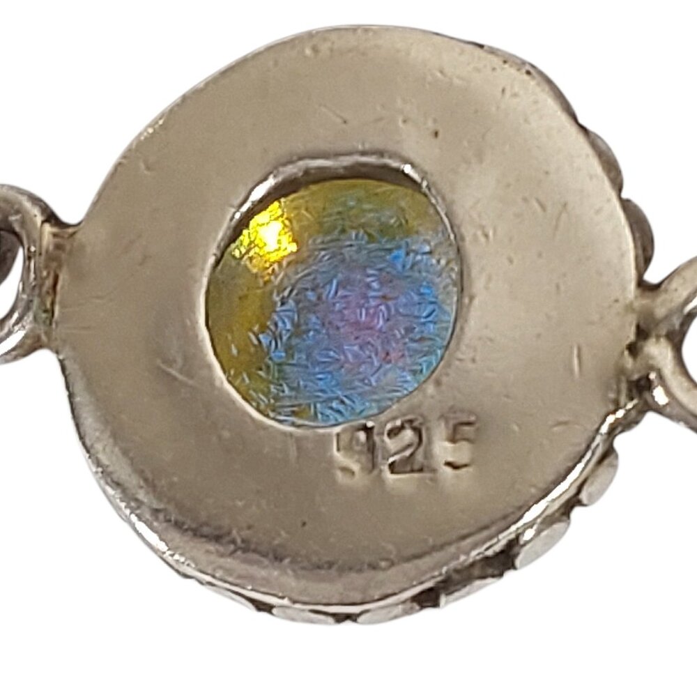 Artisan 7" Toggle Bracelet Dichroic Glass 925 Sterling Silver Purple Iridescent - Picture 5 of 7